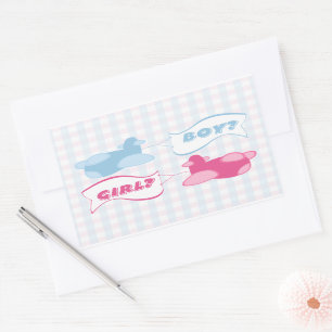 Vliegtuigen en banners Gender Reveal Party Rechthoekige Sticker
