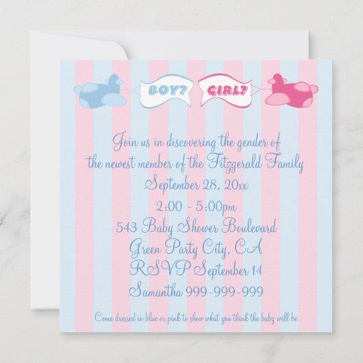 Vliegtuigen en banners Geslacht van de partij Kaart (Achterkant)