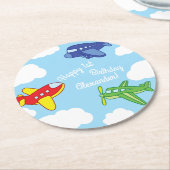 Vliegtuigen en Jets Cute Kind Birthday Party Ronde Kartonnen Onderzetter (Gebogen)
