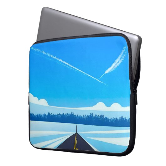 Vliegtuigen en mooie blauwe lucht laptop sleeve (Voorkant Links)