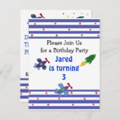 Vliegtuigen en Rockets Birthday-uitnodiging Kaart (Voorkant / Achterkant)