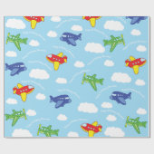 Vliegtuigen en straalvliegtuigen van de eerste ver cadeaupapier (Vlak)