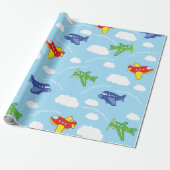 Vliegtuigen en straalvliegtuigen van de eerste ver cadeaupapier (Uitgerold)