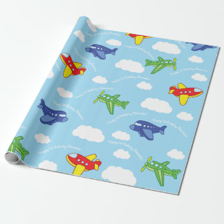 Vliegtuigen en straalvliegtuigen van de eerste ver cadeaupapier