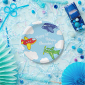 Vliegtuigen en straalvliegtuigen van de eerste ver papieren bordje (Feest)