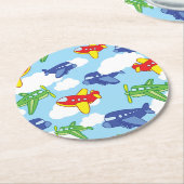 Vliegtuigen en straalvliegtuigen van de eerste ver ronde kartonnen onderzetter (Gebogen)