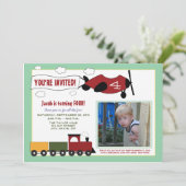 Vliegtuigen en treinen van Birthday Party Invite ( Kaart (Staand voorkant)