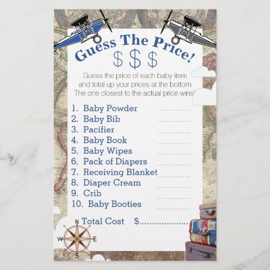  vliegtuigen en Wereldkaart raden de prijzen (Voorkant)