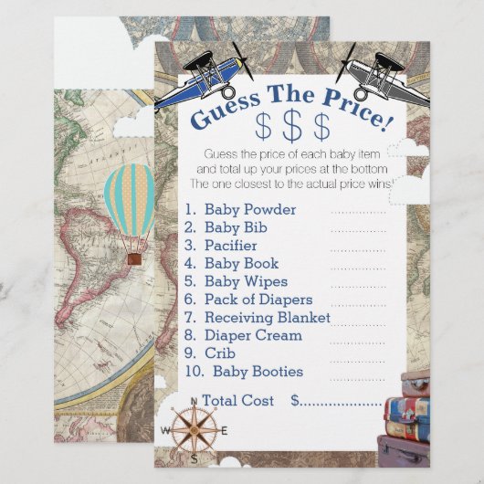  vliegtuigen en Wereldkaart raden de prijzen (Voorkant / Achterkant)