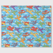  vliegtuigen en wolken cadeaupapier (Vlak)