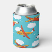 Vliegtuigen en wolken, naadloze kinderachtergrond blikjeskoeler (Blikje Voorkant)