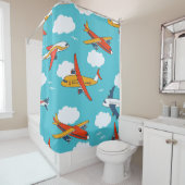 Vliegtuigen en wolken, naadloze kinderachtergrond douchegordijn (In situ)