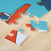 Vliegtuigen en wolken, naadloze kinderachtergrond legpuzzel (Zijkant)