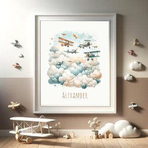 Vliegtuigen en Wolken Poster