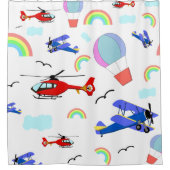 Vliegtuigen, helikopters en luchtballonnen douchegordijn (Voorkant)