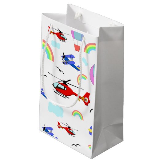 Vliegtuigen, helikopters en luchtballonnen klein cadeauzakje (Achterkant Gekanteld)