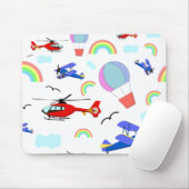 Vliegtuigen, helikopters en luchtballonnen muismat (Met muis)