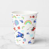 Vliegtuigen, helikopters en luchtballonnen  papieren bekers (Achterkant)