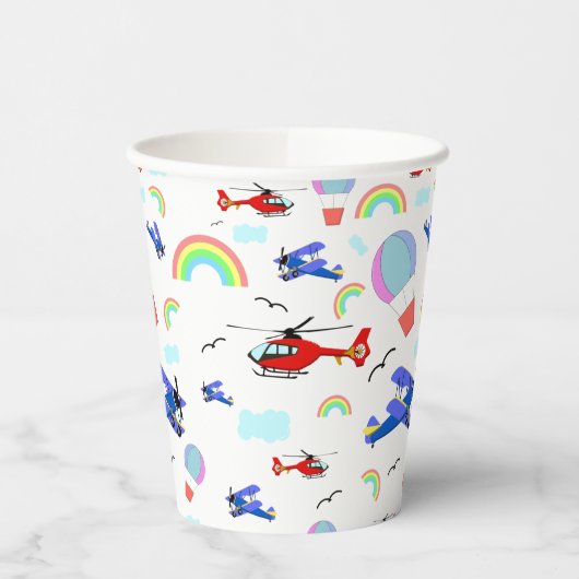 Vliegtuigen, helikopters en luchtballonnen papieren bekers (Links)