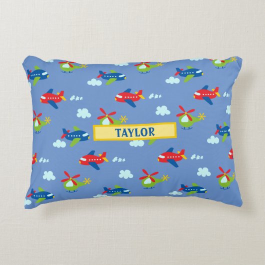 Vliegtuigen, helikopters en wolkenkrabbers Kunstwe Accent Kussen (Voorkant)