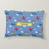 Vliegtuigen, helikopters en wolkenkrabbers Kunstwe Accent Kussen (Achterkant)