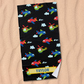 Vliegtuigen Helikopters en wolkenkrabbers Kunstwer Strandlaken