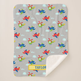 Vliegtuigen, helikopters en wolkenkrabbers Lt Grey Sherpa Deken