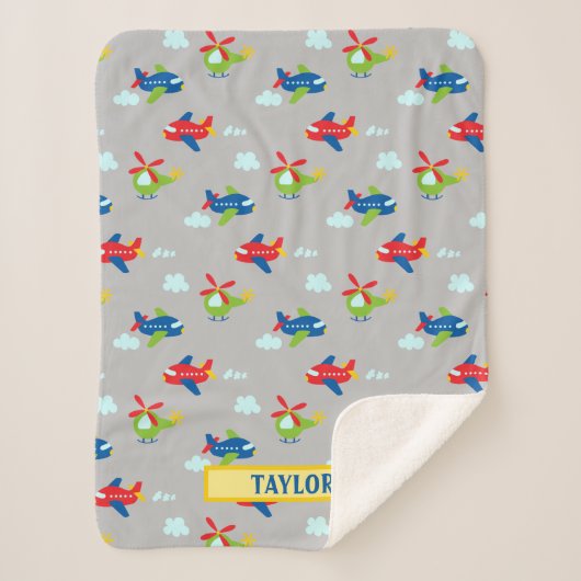 Vliegtuigen, helikopters en wolkenkrabbers Lt Grey Sherpa Deken (Voorkant)