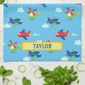 Vliegtuigen Helikopters wolkenkrabber Lt Sky Blauw Theedoek (Gevouwen)