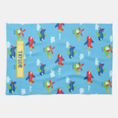 Vliegtuigen Helikopters wolkenkrabber Lt Sky Blauw Theedoek (Horizontaal)