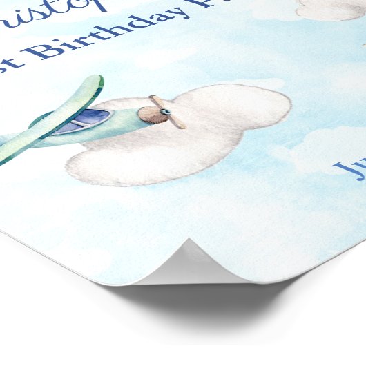 Vliegtuigen in Clouds Sky Birthday Party Welcome Poster (Hoek)