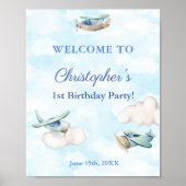 Vliegtuigen in Clouds Sky Birthday Party Welcome Poster (Voorkant)