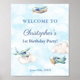 Vliegtuigen in Clouds Sky Birthday Party Welcome Poster