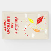 Vliegtuigen in Sky Beige Red Kids Birthday Party Spandoek (Horizontaal)