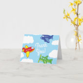 Vliegtuigen Jets Cute Kinderen Dank u Kaart (Gele Bloem)