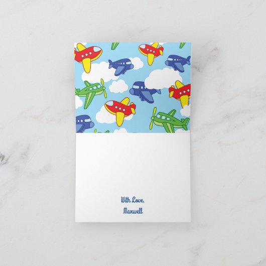 Vliegtuigen Jets Cute Kinderen Dank u Kaart (Binnen)