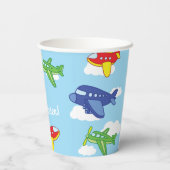 Vliegtuigen Jets Verjaardagsfeest Schattige Kinder Papieren Bekers (Achterkant)