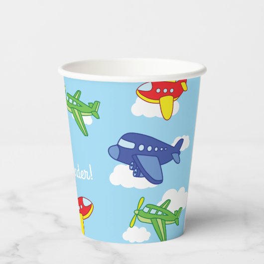 Vliegtuigen Jets Verjaardagsfeest Schattige Kinder Papieren Bekers (Achterkant)