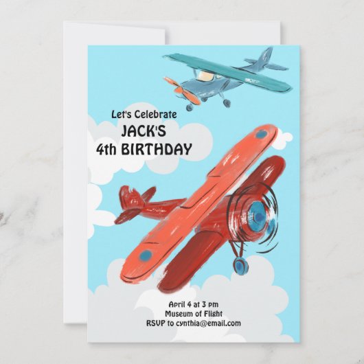 Vliegtuigen Kinderverjaardag Kaart (Voorkant)