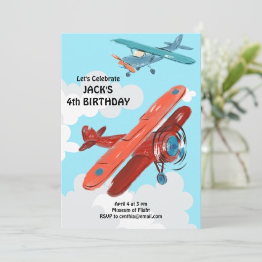 Vliegtuigen Kinderverjaardag Kaart (Staand voorkant)