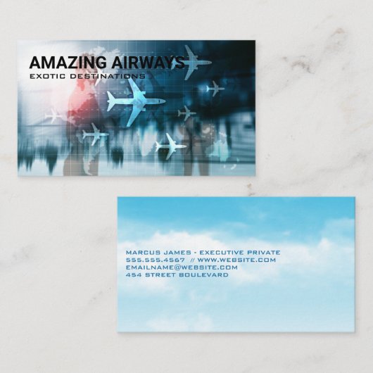 Vliegtuigen | Luchthaven | Reizen Visitekaartje (Voorkant / Achterkant)