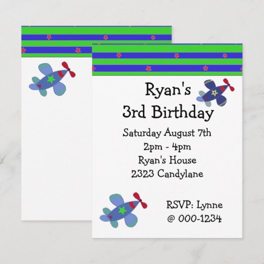 Vliegtuigen met aanloopwedstrijd kaart (Voorkant / Achterkant)