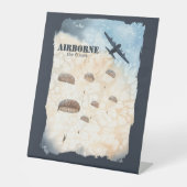 Vliegtuigen met de beste paratroopers reclamebord met voetstuk (Voorkant)