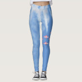 Vliegtuigen met hoge vliegfrequentie op blauw leggings (Voorkant)