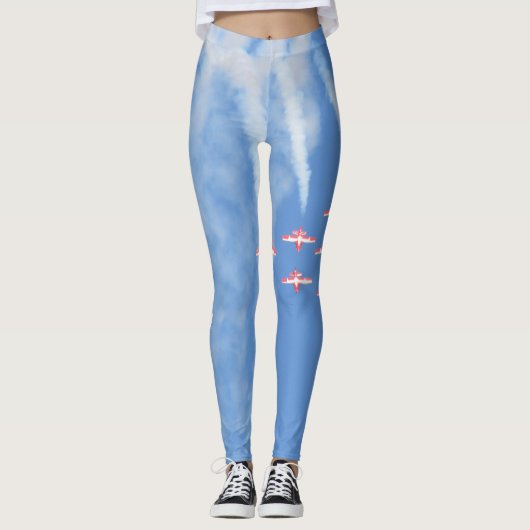 Vliegtuigen met hoge vliegfrequentie op blauw leggings (Voorkant)