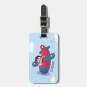 Vliegtuigen met piloot van Cute Aviator, speciaal  Bagagelabel (Voorkant verticaal)