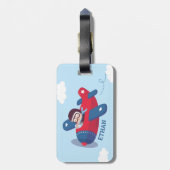 Vliegtuigen met piloot van Cute Aviator, speciaal  Bagagelabel (Achterkant verticaal)