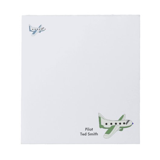 Vliegtuigen met pilotennaam notitieblok (Voorkant)
