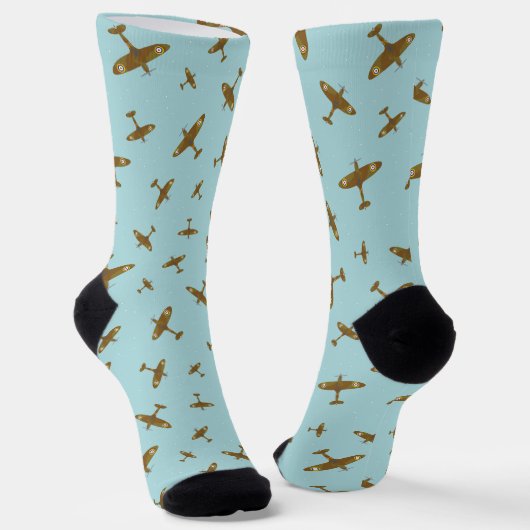 Vliegtuigen met spitfire Aviation ThBeschadigd Blu Sokken (Gebogen)
