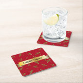 Vliegtuigen met spitvuur op rood met gouden schuif kartonnen onderzetters (Insitu)